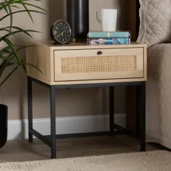 Natural Wood And Metal 1-Drawer Nights D-Kirkland's Home Sale
