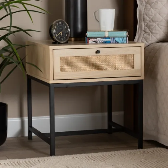 Natural Wood And Metal 1-Drawer Nights D-Kirkland's Home Sale