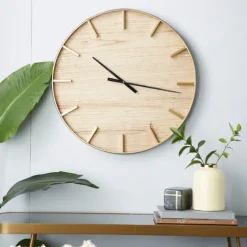 Natural Wood And Metal Numberless Wall Clock-Kirkland's Home Discount