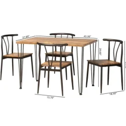 Natural Wood And Metal 5-Pc. Dining Set-Kirkland's Home New