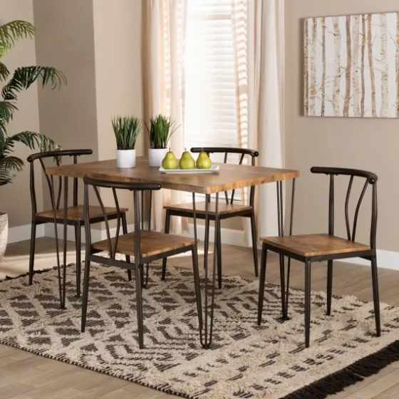 Natural Wood And Metal 5-Pc. Dining Set-Kirkland's Home New