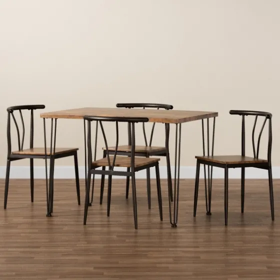 Natural Wood And Metal 5-Pc. Dining Set-Kirkland's Home New