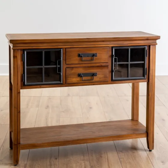 Natural Wood And Metal Window Console Table-Kirkland's Home Online