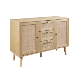 Natural Wood And Rat 3-Drawer Sideboard-Kirkland's Home Best Sale