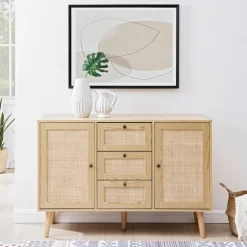 Natural Wood And Rat 3-Drawer Sideboard-Kirkland's Home Best Sale