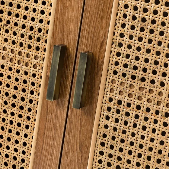 Natural Wood And Rattan 2-Door Cabinet-Kirkland's Home Flash Sale