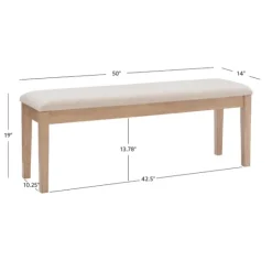 Natural Wood And Upholstered Seat Bench-Kirkland's Home Outlet