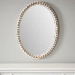 Natural Wood Beaded Frame Oval Mirror-Kirkland's Home Hot