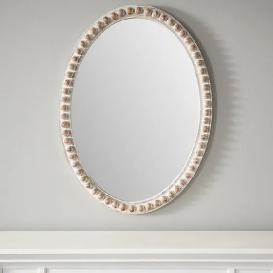 Natural Wood Beaded Frame Oval Mirror-Kirkland's Home Hot