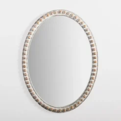 Natural Wood Beaded Oval Mirror-Kirkland's Home Best
