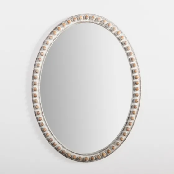 Natural Wood Beaded Oval Mirror-Kirkland's Home Best