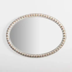 Natural Wood Beaded Oval Mirror-Kirkland's Home Best