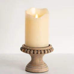 Natural Wood Beaded Pillar Candle Holder, 4 In.-Kirkland's Home Fashion