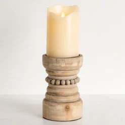 Natural Wood Beaded Pillar Candle Holder, 8 In.-Kirkland's Home Fashion