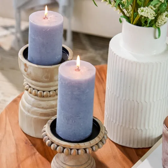 Natural Wood Beaded Pillar Candle Holder, 8 In.-Kirkland's Home Fashion