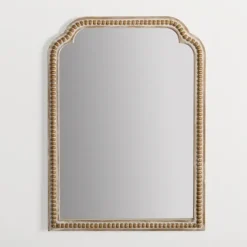 Natural Wood Beaded Scalloped Rectangular Mirror-Kirkland's Home New