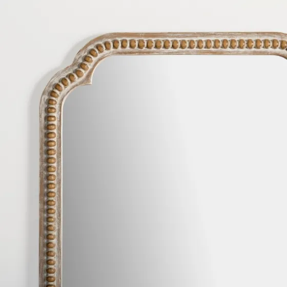 Natural Wood Beaded Scalloped Rectangular Mirror-Kirkland's Home New