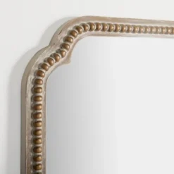 Natural Wood Beaded Scalloped Rectangular Mirror-Kirkland's Home New