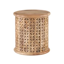 Natural Wood Carved Diamonds Accent Table-Kirkland's Home Cheap