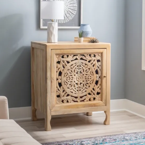 Natural Wood Carved Medallion Cabinet-Kirkland's Home Hot