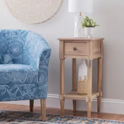 Natural Wood Coastal Compact Accent Table-Kirkland's Home Store