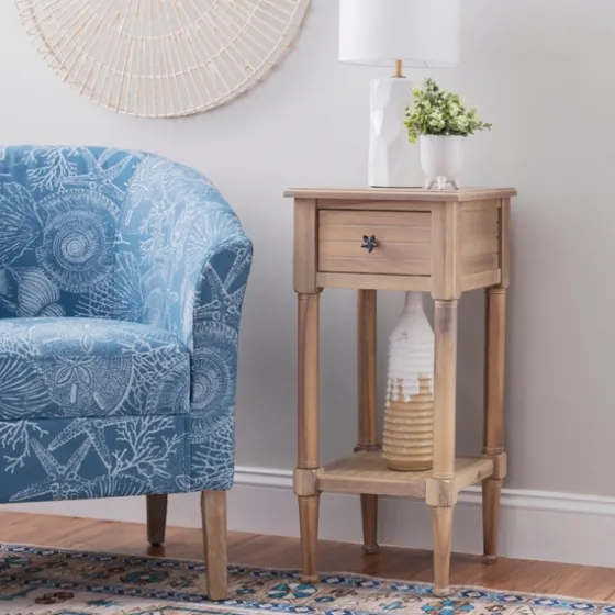 Natural Wood Coastal Compact Accent Table-Kirkland's Home Store