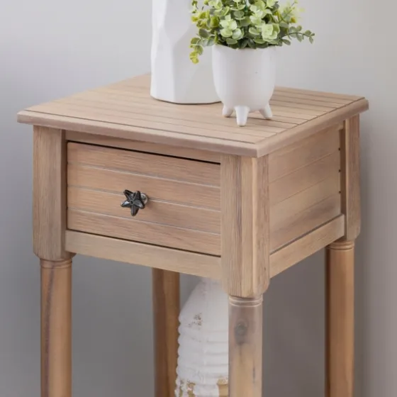 Natural Wood Coastal Compact Accent Table-Kirkland's Home Store
