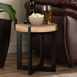 Natural Wood Cross Base Side Table-Kirkland's Home Cheap