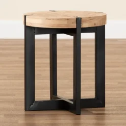Natural Wood Cross Base Side Table-Kirkland's Home Cheap