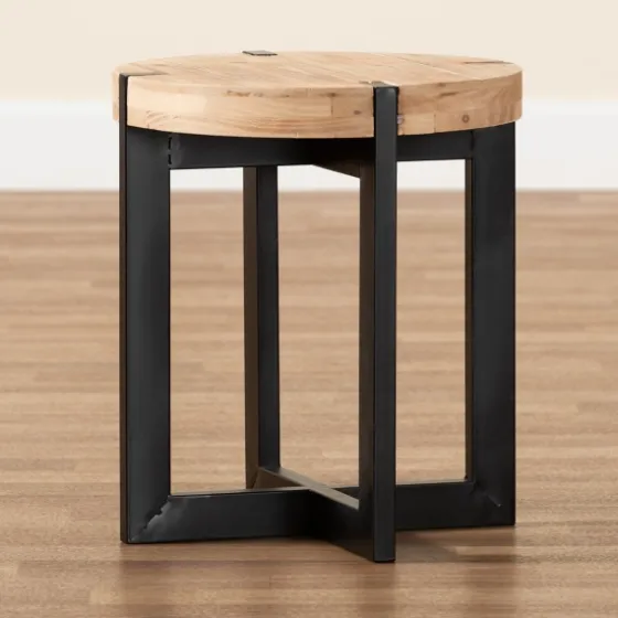 Natural Wood Cross Base Side Table-Kirkland's Home Cheap