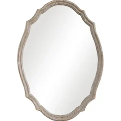 Natural Wood Distressed Curved Frame Mirror-Kirkland's Home Hot