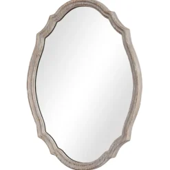 Natural Wood Distressed Curved Frame Mirror-Kirkland's Home Hot