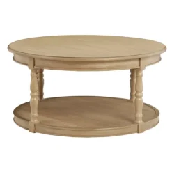 Natural Wood Finish Turned Leg Round Coffee Table-Kirkland's Home Hot
