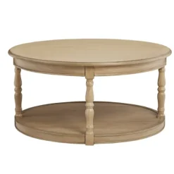 Natural Wood Finish Turned Leg Round Coffee Table-Kirkland's Home Hot