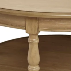 Natural Wood Finish Turned Leg Round Coffee Table-Kirkland's Home Hot