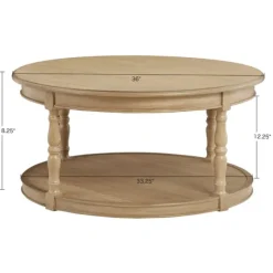 Natural Wood Finish Turned Leg Round Coffee Table-Kirkland's Home Hot