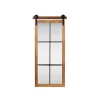 Natural Wood Frame Black Metal Window Mirror-Kirkland's Home Store