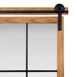 Natural Wood Frame Black Metal Window Mirror-Kirkland's Home Store