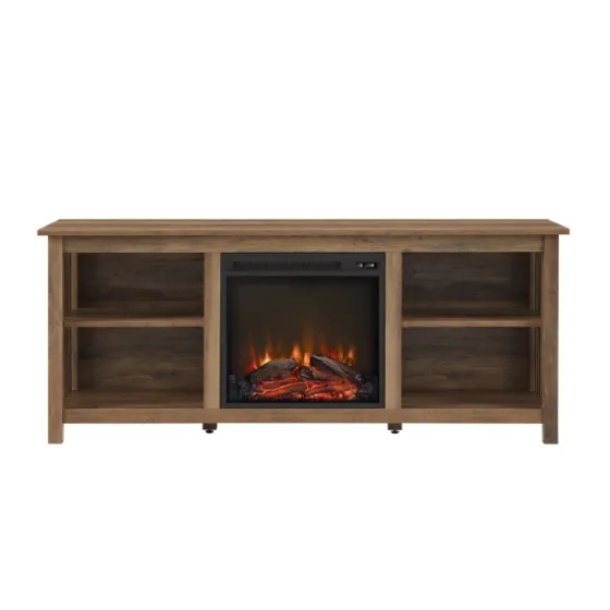 Natural Wood Led Fireplace Media Cabinet-Kirkland's Home Store