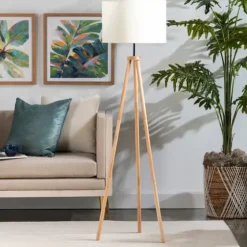 Natural Wood Modern Tripod Floor Lamp-Kirkland's Home Outlet