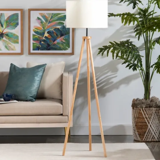 Natural Wood Modern Tripod Floor Lamp-Kirkland's Home Outlet