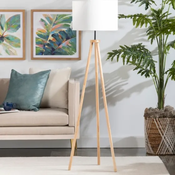 Natural Wood Modern Tripod Floor Lamp-Kirkland's Home Outlet