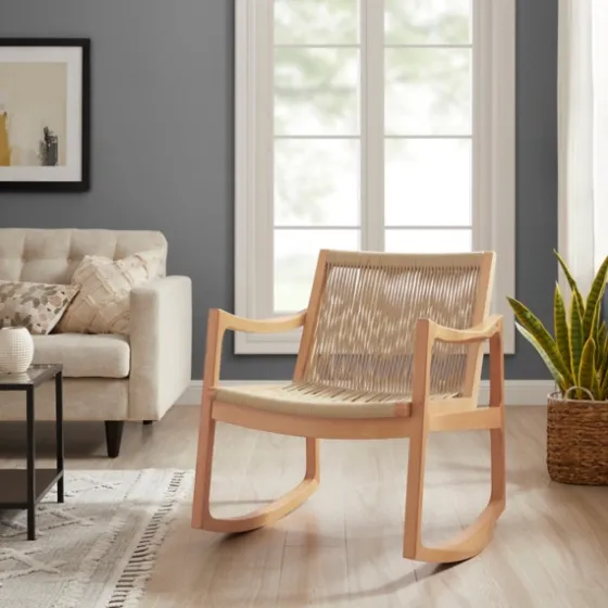 Natural Wood Modern Woven Rocking Chair-Kirkland's Home Flash Sale