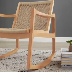 Natural Wood Modern Woven Rocking Chair-Kirkland's Home Flash Sale