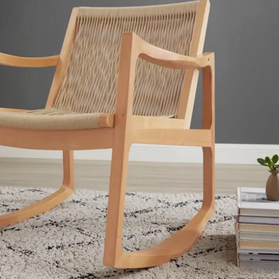 Natural Wood Modern Woven Rocking Chair-Kirkland's Home Flash Sale