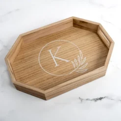 Natural Wood Monogram K Decorative Tray-Kirkland's Home Outlet