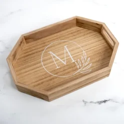Natural Wood Monogram M Decorative Tray-Kirkland's Home Flash Sale