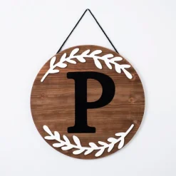 Natural Wood Monogram P Wall Plaque-Kirkland's Home Best