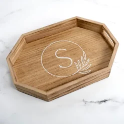 Natural Wood Monogram S Decorative Tray-Kirkland's Home Clearance