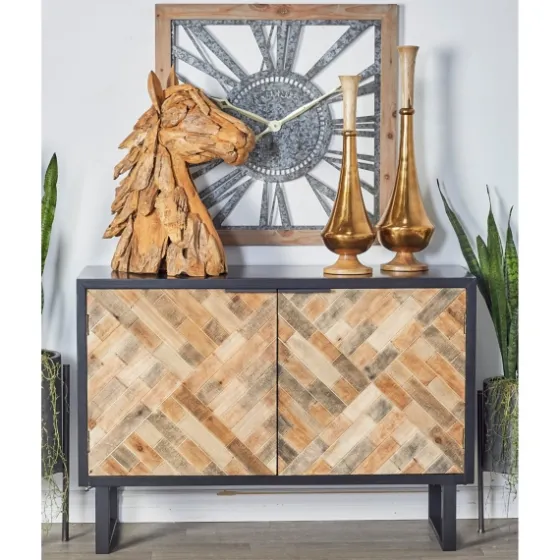 Natural Wood Mosaic Paneling Cabinet-Kirkland's Home New
